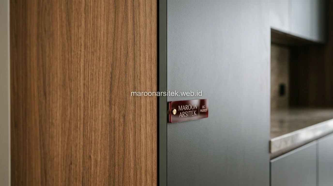 Detail finishing HPL presisi pada furniture interior rumah