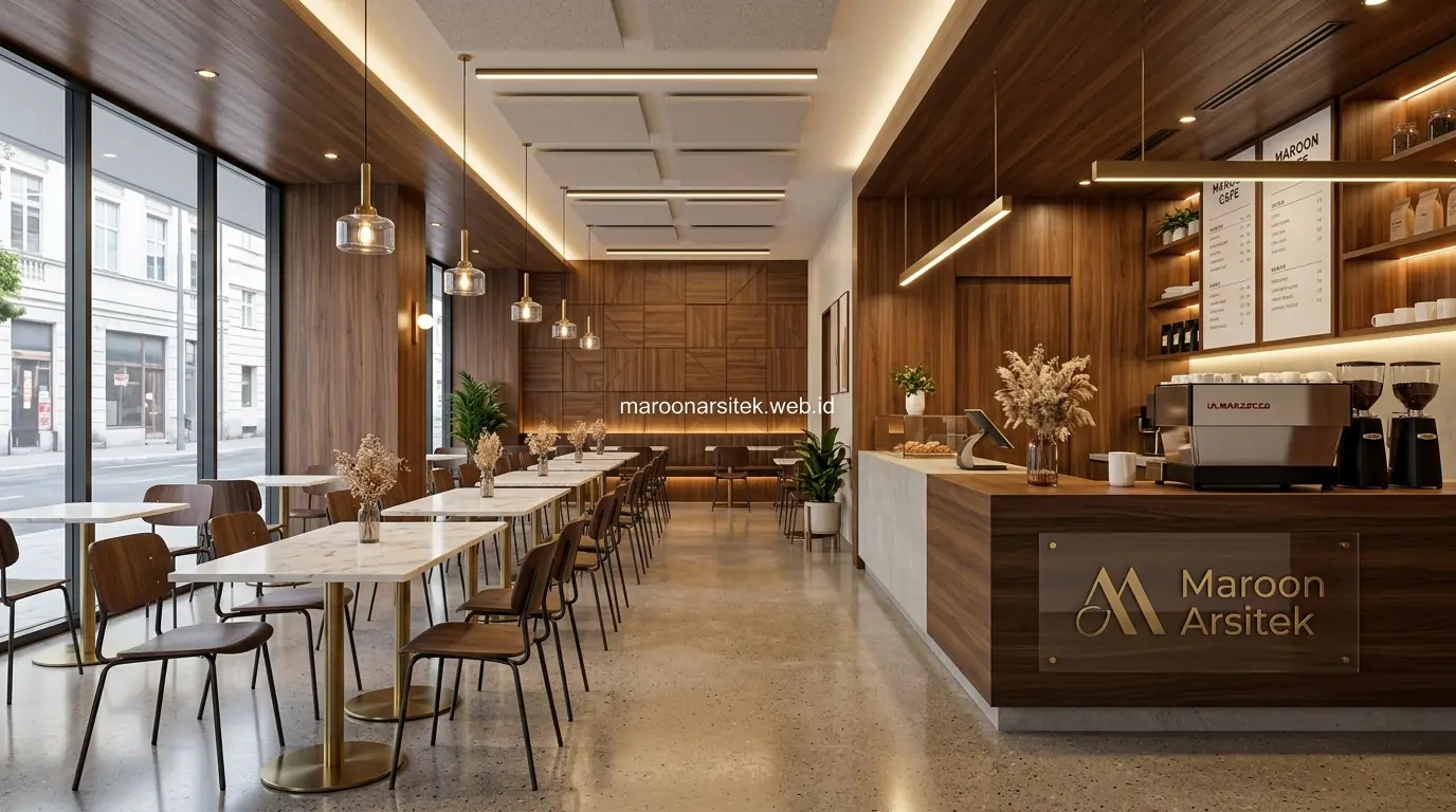 Interior cafe estetik hasil kerja kontraktor restoran