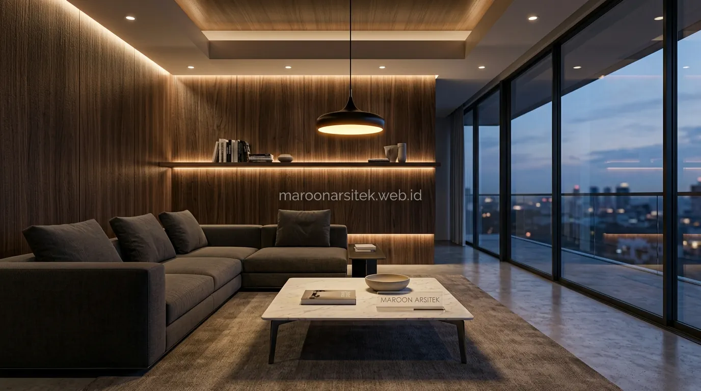 Penataan lighting pada interior rumah modern — Maroon Arsitek