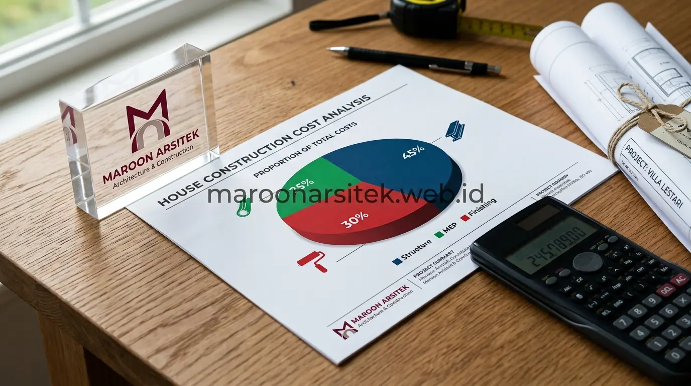 Proporsi komponen biaya dalam estimasi bangun rumah — Maroon Arsitek