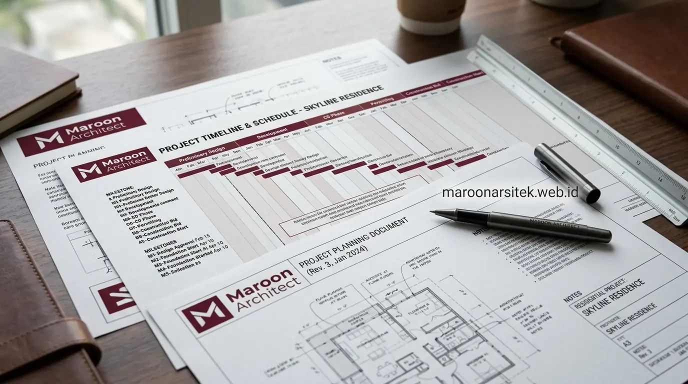 Penyusunan RAB efisien untuk proyek bangunan komersial Maroon Arsitek