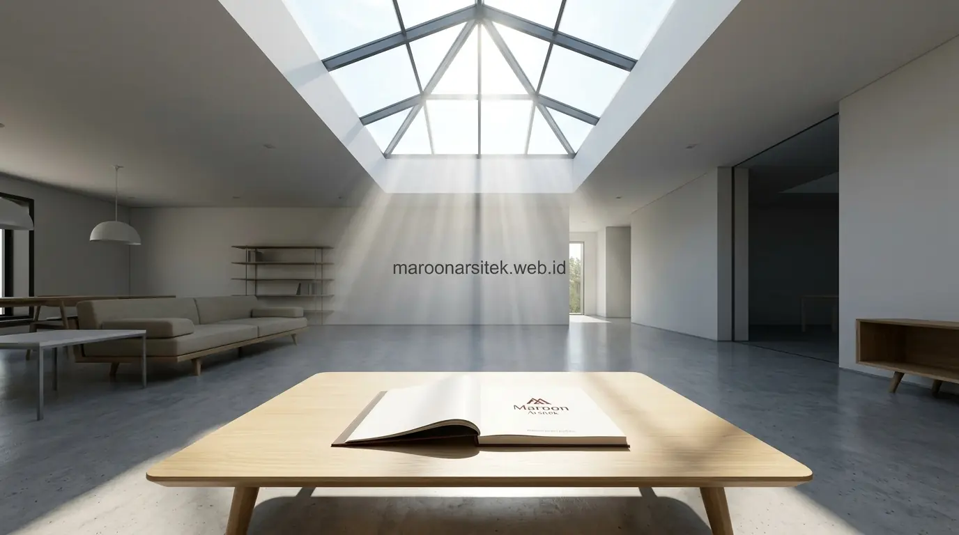 Skylight untuk integrasi cahaya alami pada interior rumah modern — Maroon Arsitek