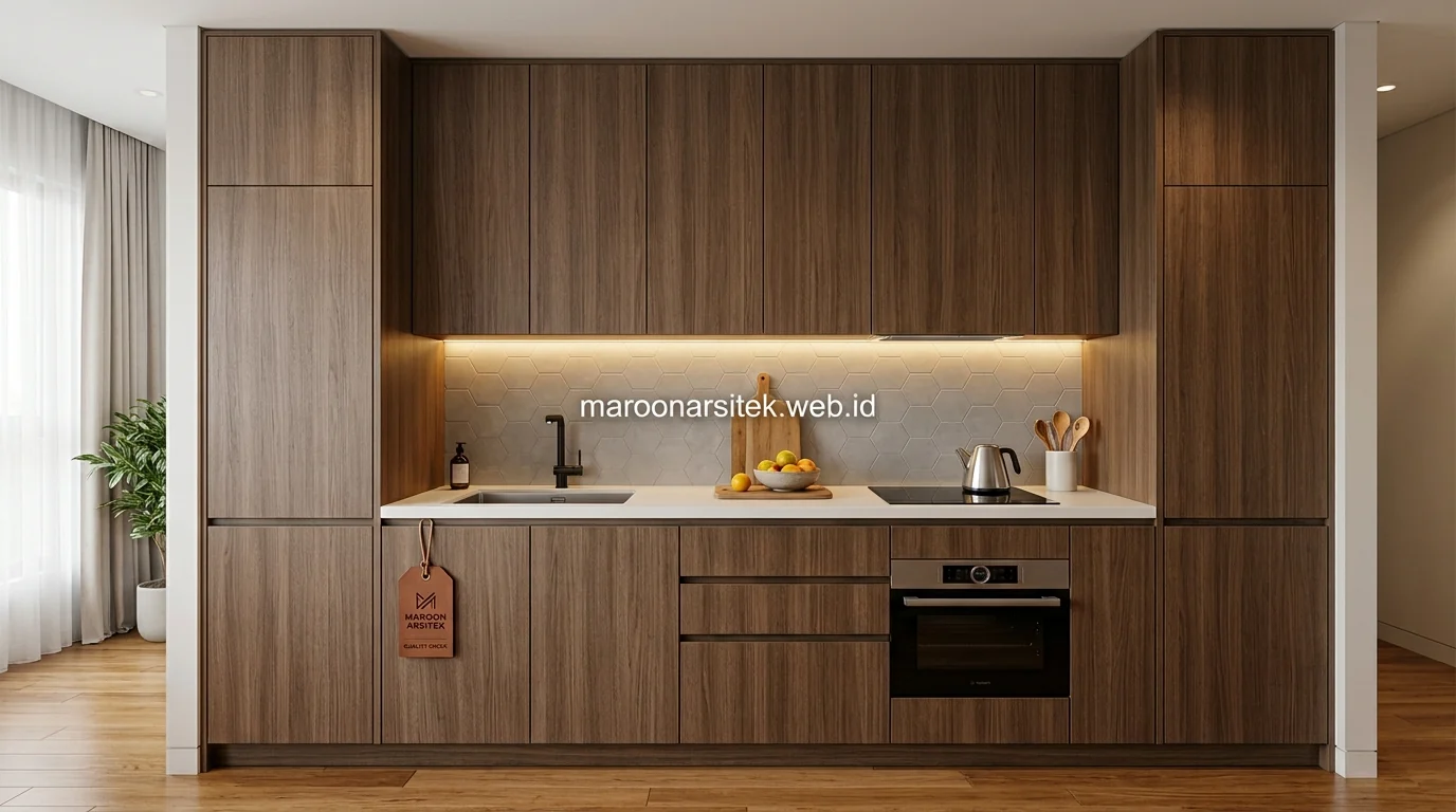 Wardrobe dan kitchen set custom hasil jasa desain interior Maroon Arsitek