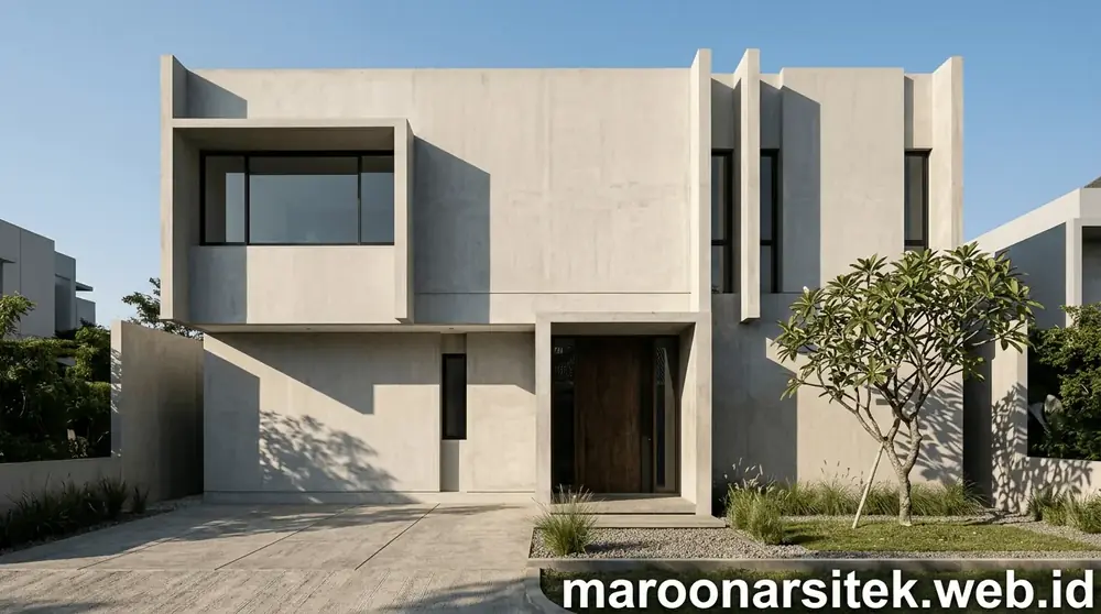 Desain Rumah Minimalis Modern Beton Ekspos — Maroon Arsitek