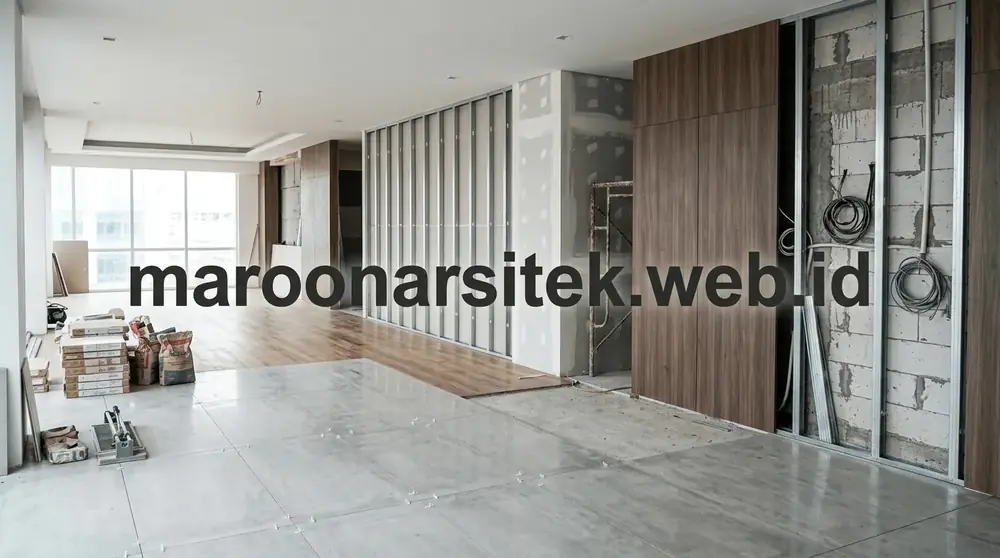 Instalasi Lantai Granit & Wall Panel Presisi — Maroon Arsitek