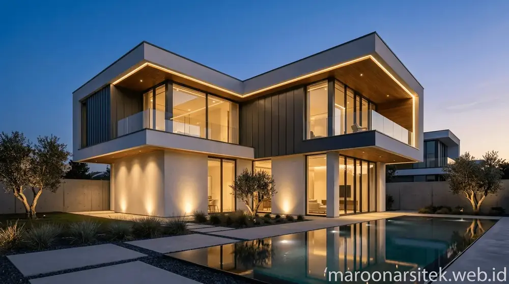 Villa Tropis dan Lanskap Minimalis — Maroon Arsitek